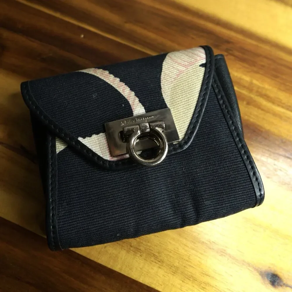 Authentic Salvatore Ferragamo Gancini Canvas Pouch